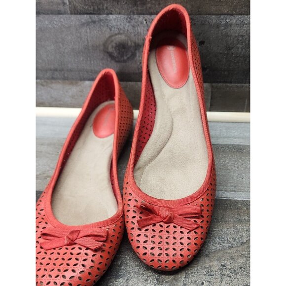 Red Princess W Bow  Roberta Flats Laser Cut Giani Bernini Casual Women's Sz 9M - Picture 3 of 8